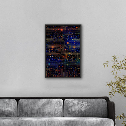 Impressionistic Circuit Board Painting - Binary Circuitry Revival