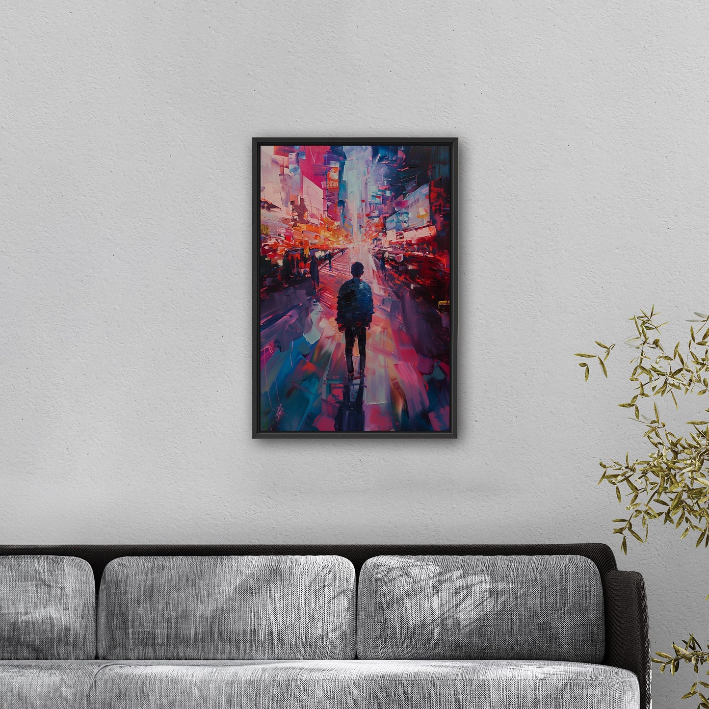 Impressionistic Painting of Modern City in Vibrant Pinks and Blues - Embrace the Vision