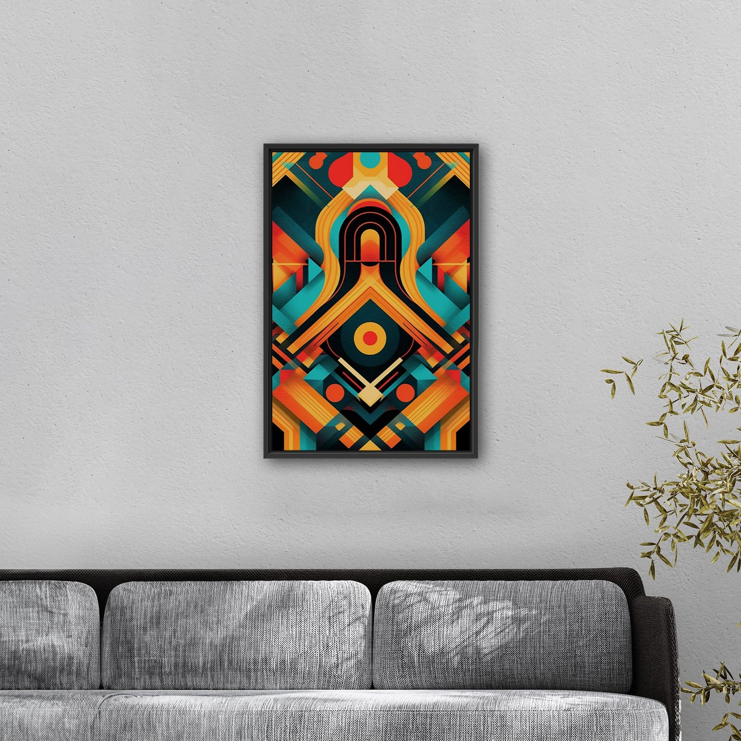 Art Deco Style Symmetrical Abstract Colorful Digital Render - Vibrant Textile Dance