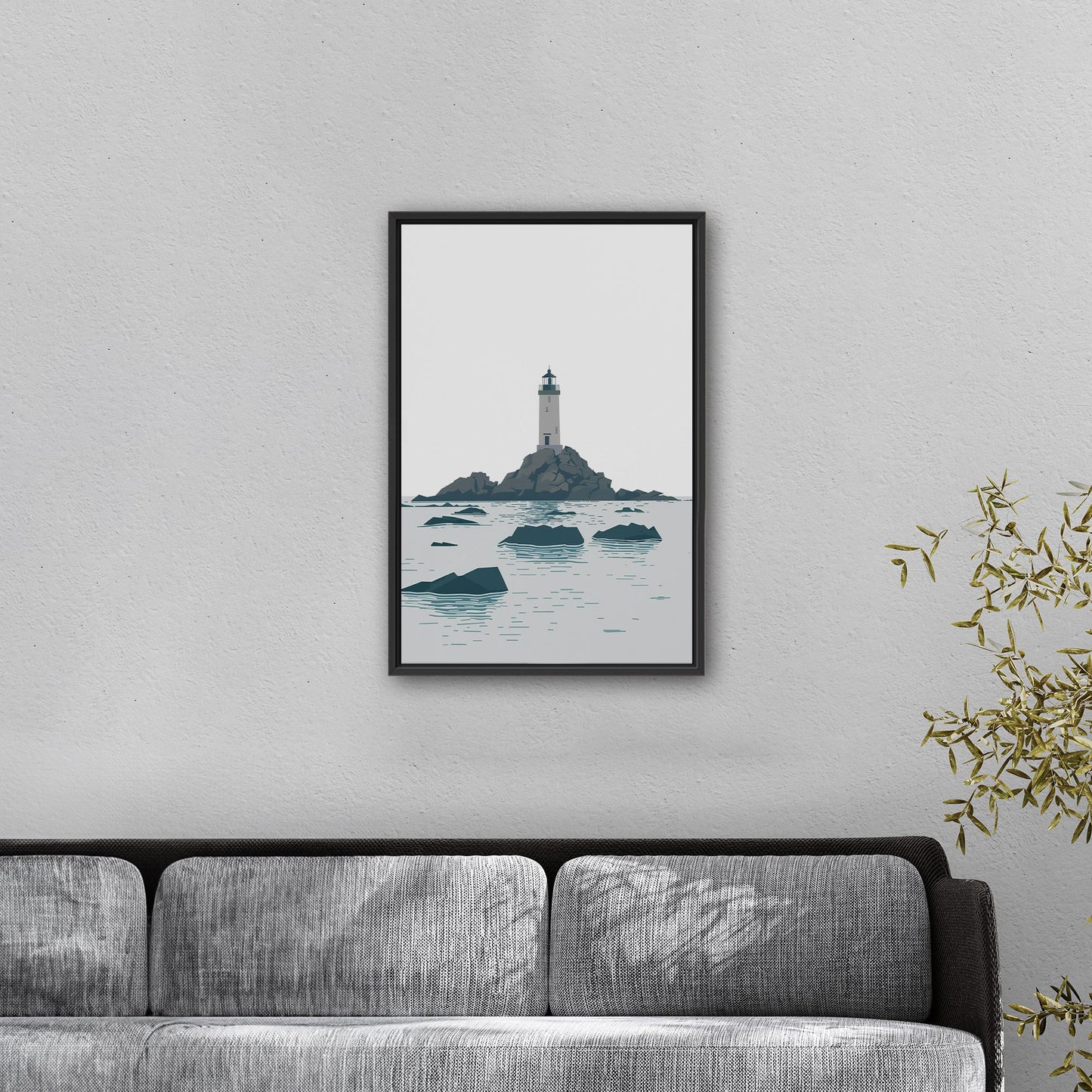 Minimalist Lighthouse Art in Retro Colors - Coastal Dreamer