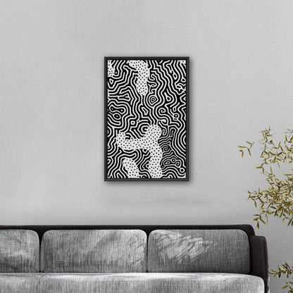 Dynamic abstract black and white brain coral texture print - Mesmerizing Monochrome Wavelengths