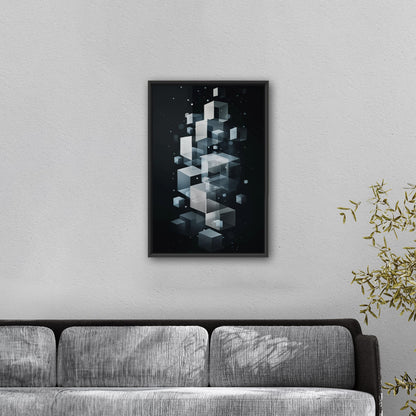 Abstract Geometric art for Office - Ethereal Cubic Serenity