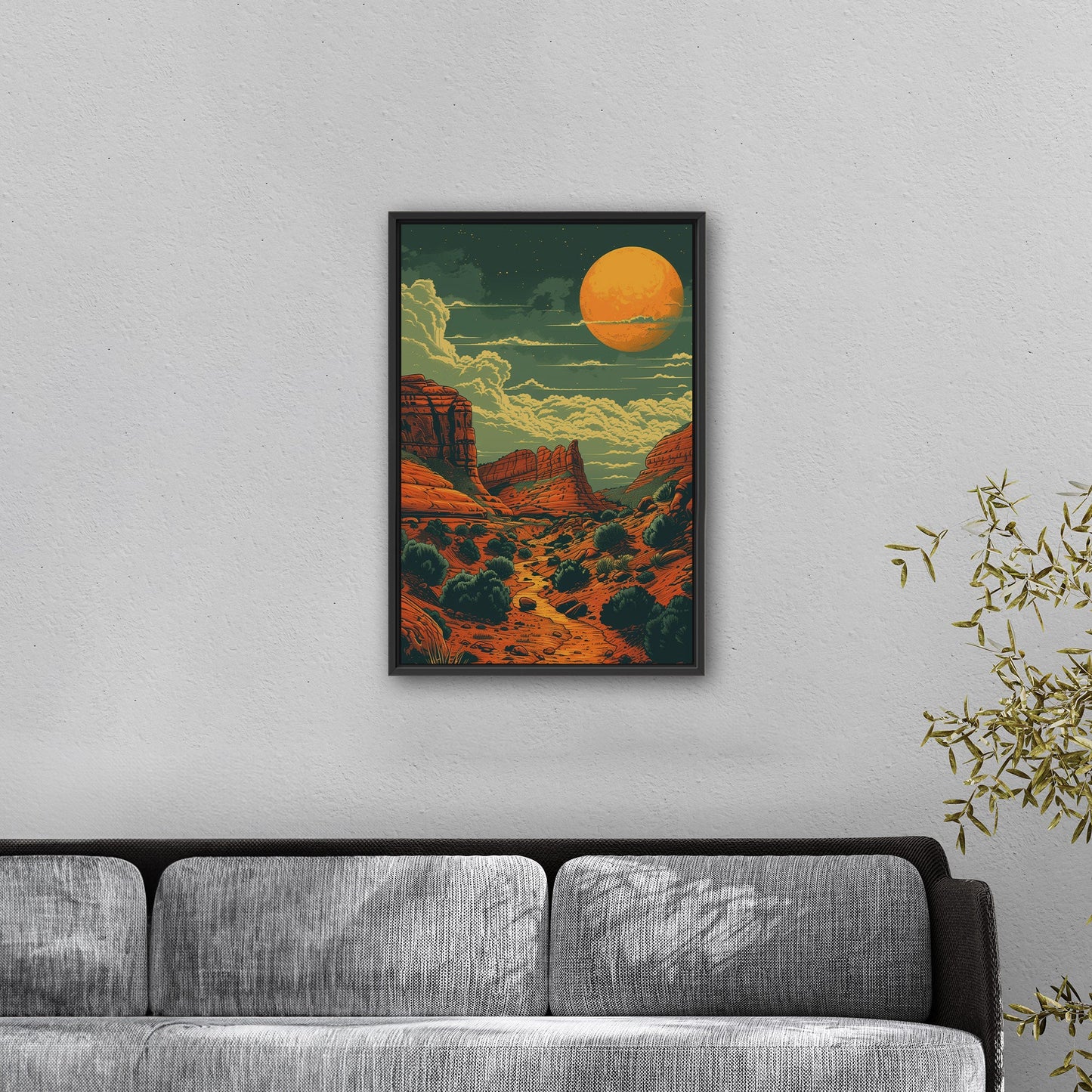 Red Rocks Desert Stylized Illustration - Red Reverie