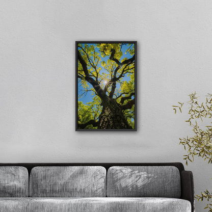 Photorealistic Tree Trunk View of Tree and Sky - Tranquil Vitality: Sunlit Tree Dream