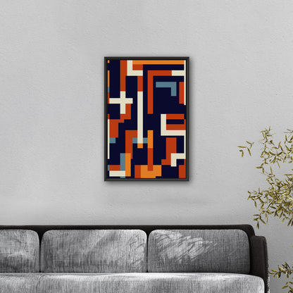 Geometric abstract wall art in blue and gold - Zenith Bliss