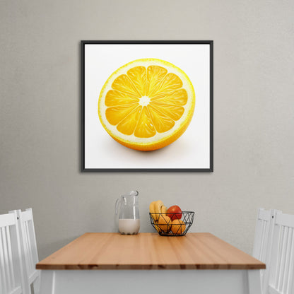 Still Life of a Lemon on White Background - Zesty Summer Citrus Slice