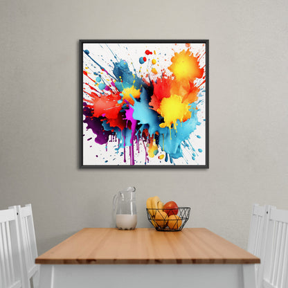 3D Digital Render of Splattered Colors - Vivid Spectrum Splatter Art