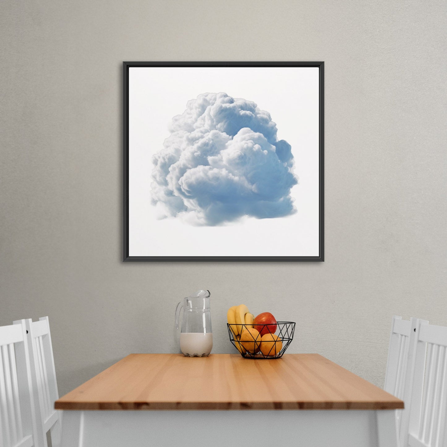 Single White Cloud on White Background Nursery Art - Heavenly White Serenity