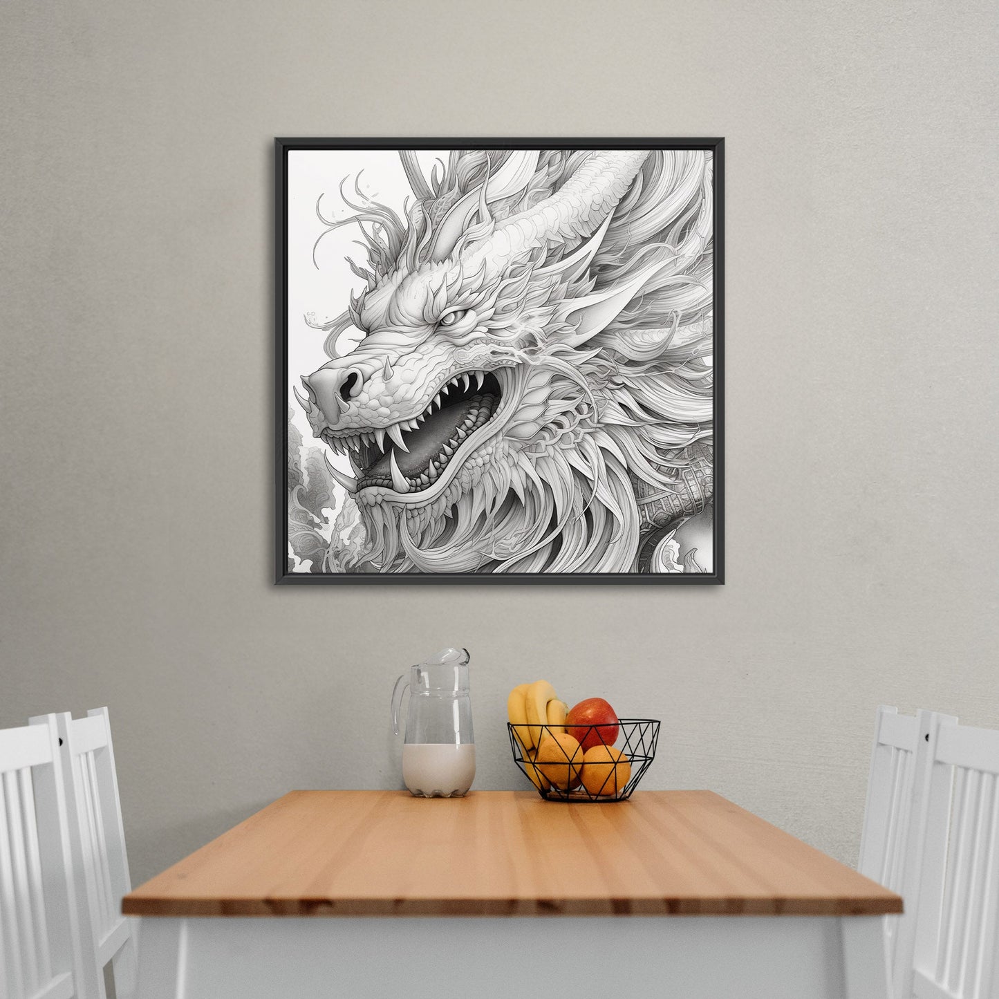 Pencil Drawing Style of Asian Dragon Head - Mythical Dragon: Intricate Allure