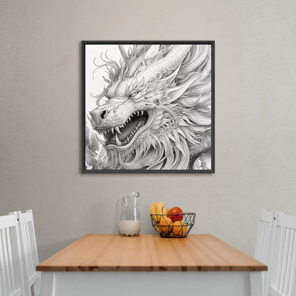 Pencil Drawing Style of Asian Dragon Head - Mythical Dragon: Intricate Allure