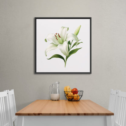 Painting of a Single Lily Highly Detailed on White Background - Lily Elegance