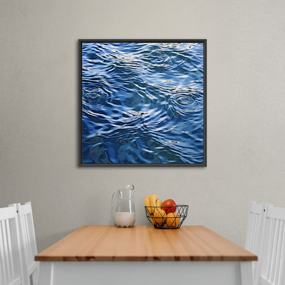 Tranquil blue water ripples in cubist masterpiece - Serene Dimensions