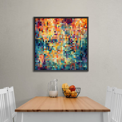 Geomtric Abstract Square Painting - Retro Geometric Pixels