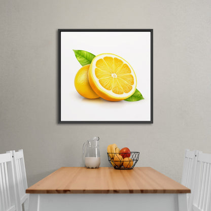 Still Life of Cut Open Lemon on White Background - Sour Citrus Summer Delight