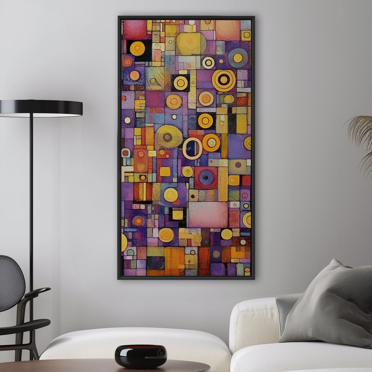 Craft Style Geometric Abstract Art Painting - Whimsical Mosaic Symphony