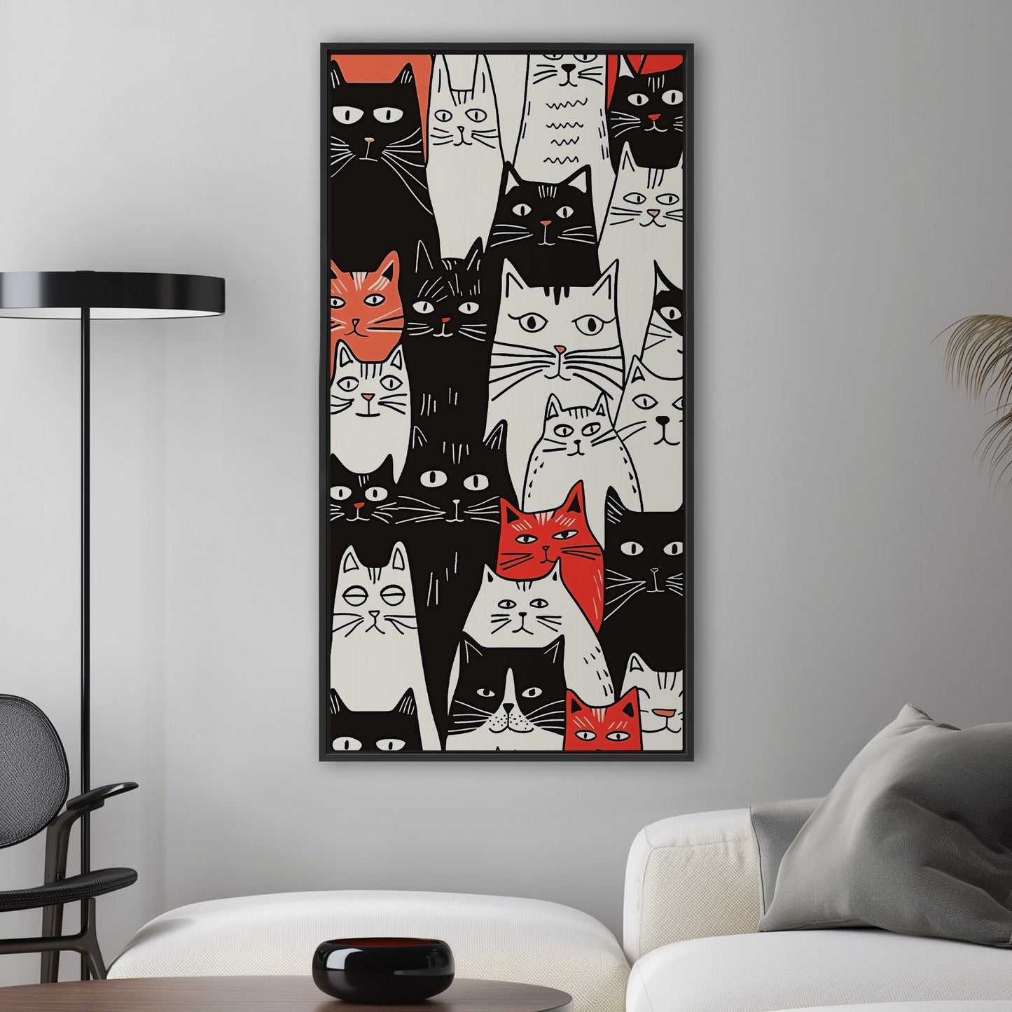 Black, white, red, orange cats drawing - Curious Cats in Gemma's Comics