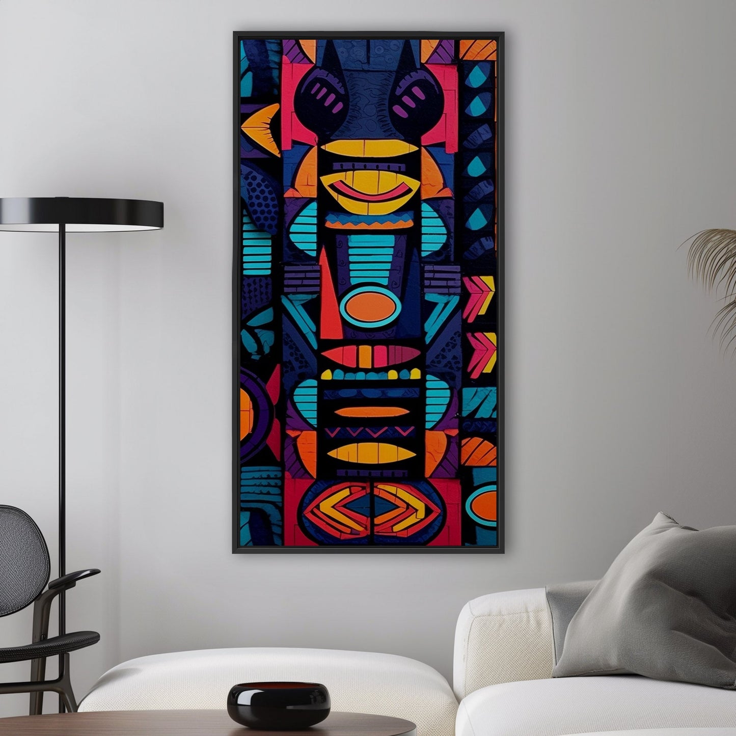 Tribal Totem Style Abstract Painting - Tribal Rhythms: Bold & Vibrant