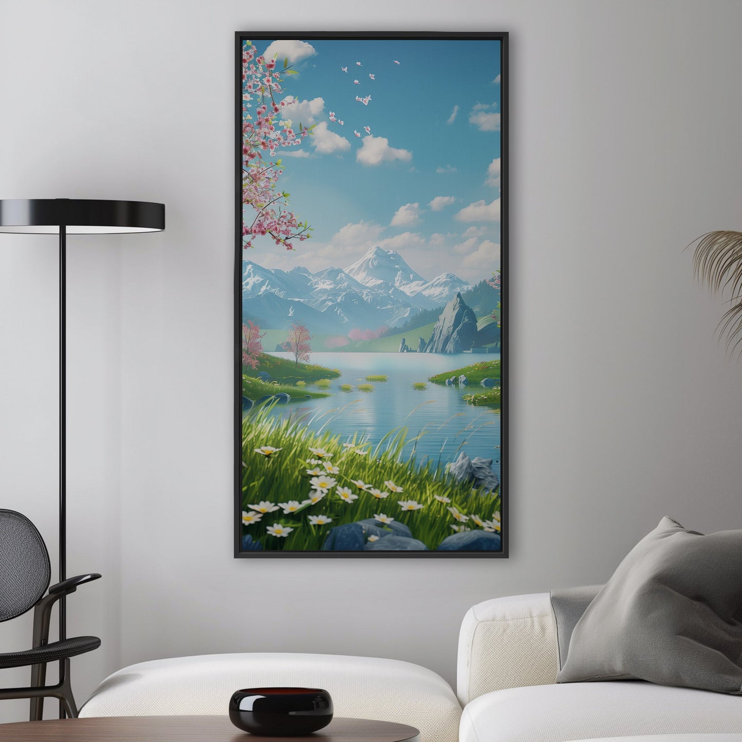 Asian-inspired 3D Illustration of Spring Scenery - Enchanting Oasis