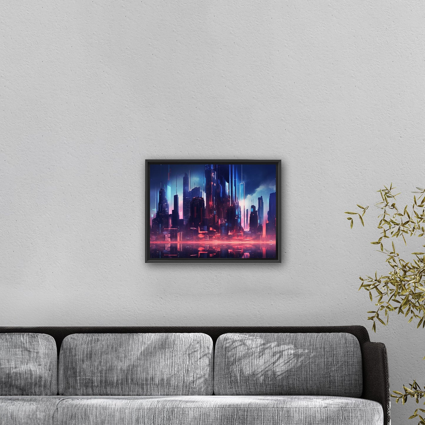 Cityscape Painting of Futuristic Skyline - Neon Cyber Cityscape