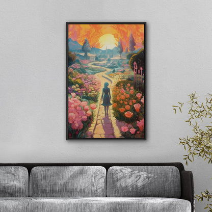 Child's Room Whimsical Fairytale Watercolor Landscape - Enchanted Floral Pathways