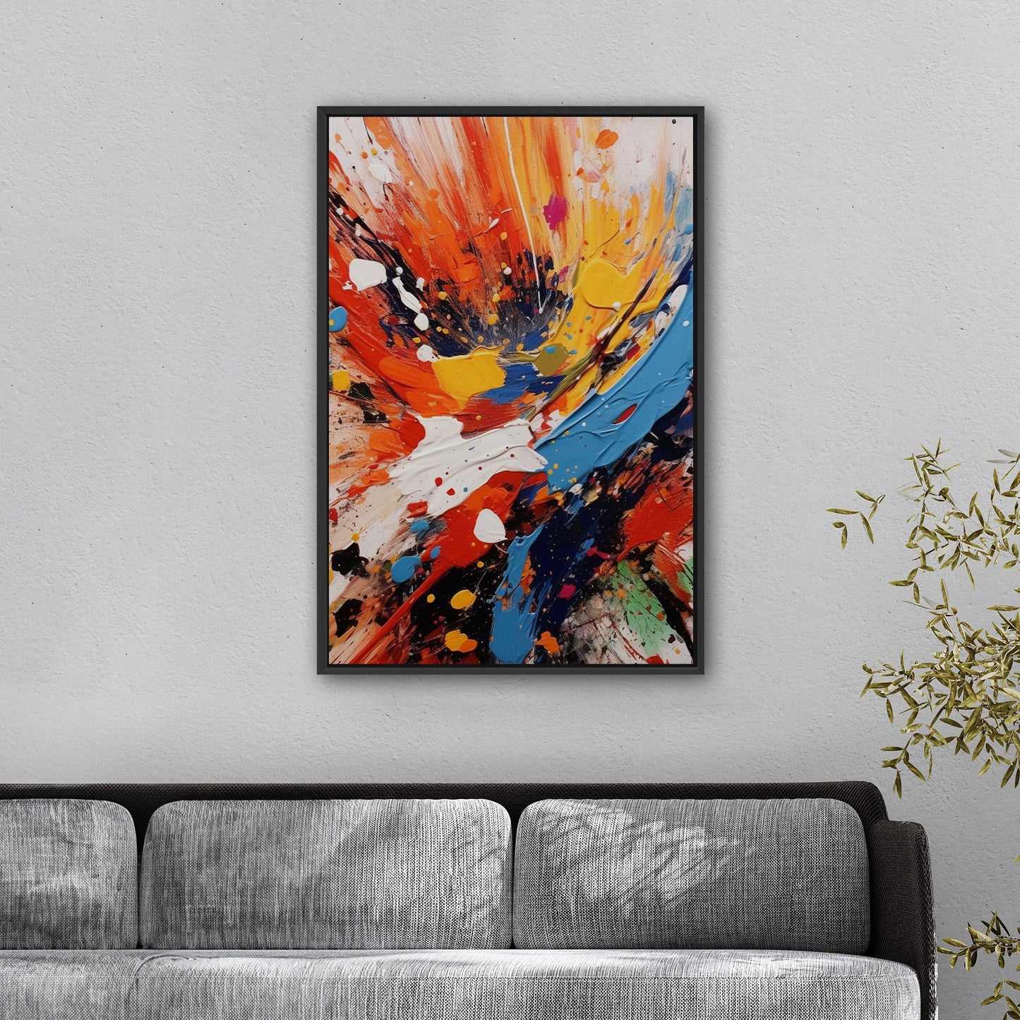 Vibrant abstract with dynamic paint splatters print - Energy Burst