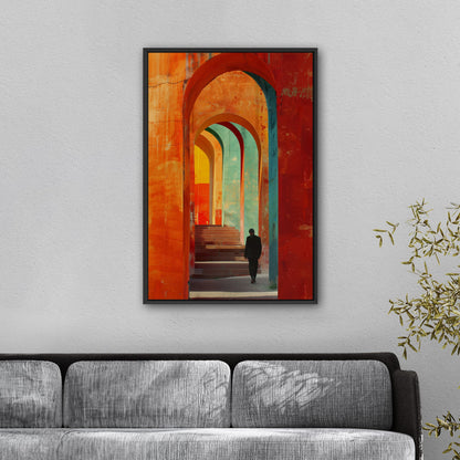 Impressionistic Painting of Archwayed Steps - Maze of Old