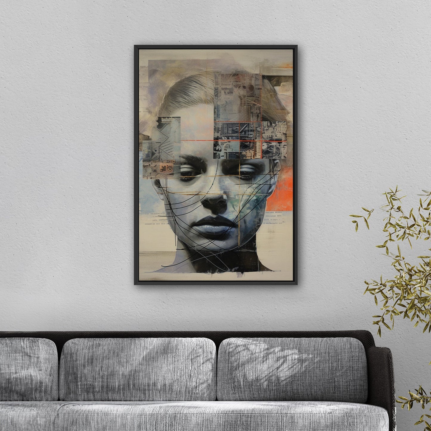 Mixed Media Portrait of a Somber Woman - Spectrum of Reflection