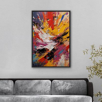 Vibrant abstract art piece with paint splatters - Eclectic Dream