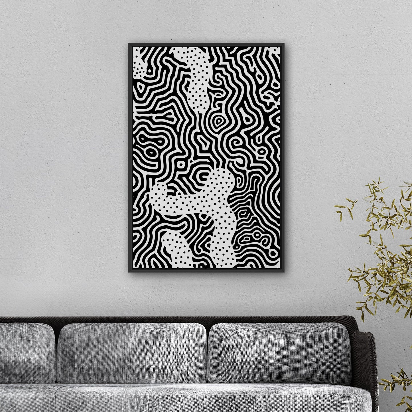 Dynamic abstract black and white brain coral texture print - Mesmerizing Monochrome Wavelengths