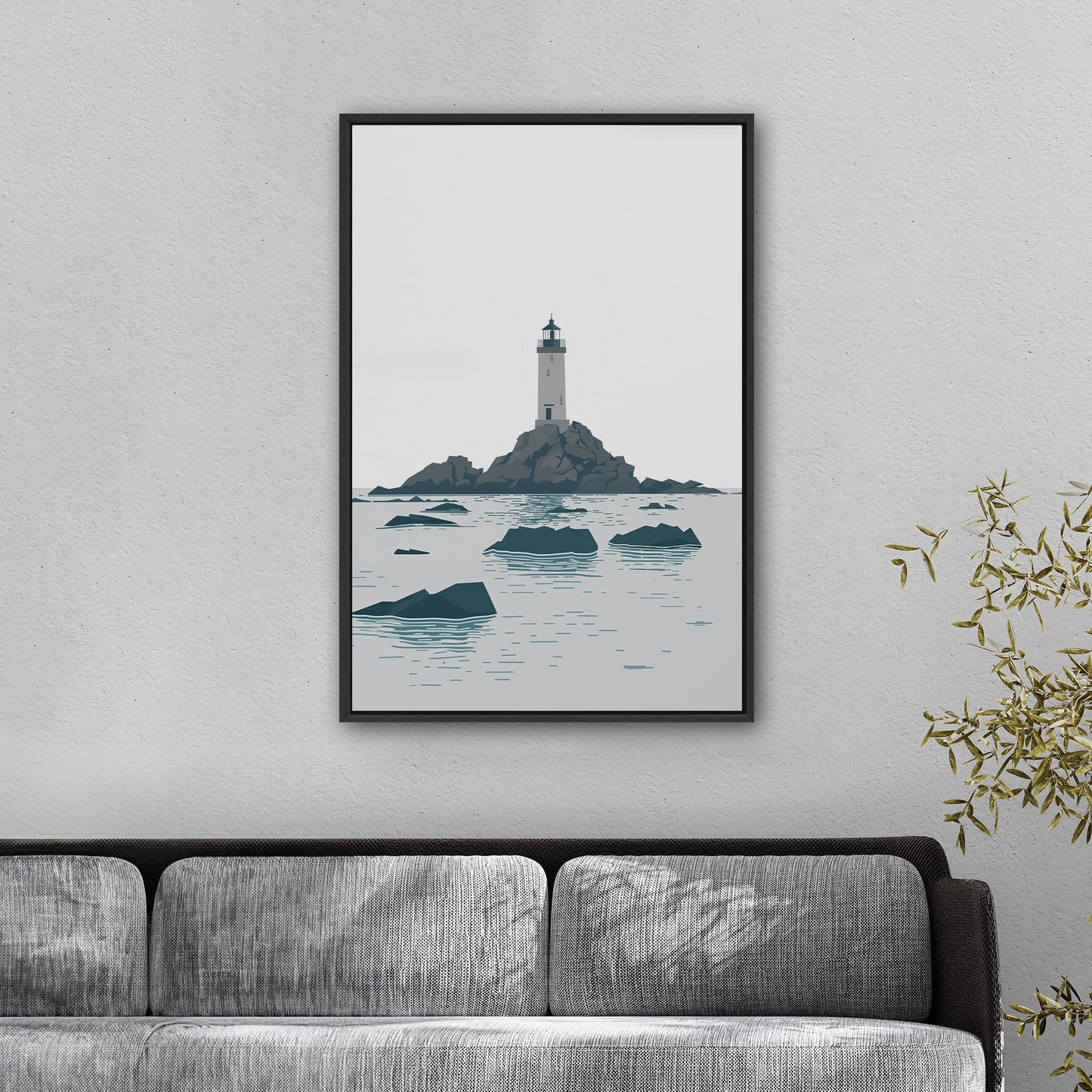 Minimalist Lighthouse Art in Retro Colors - Coastal Dreamer