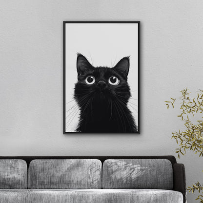 Whimsical cat peering over edge - Enchanted Feline