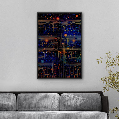 Impressionistic Circuit Board Painting - Binary Circuitry Revival