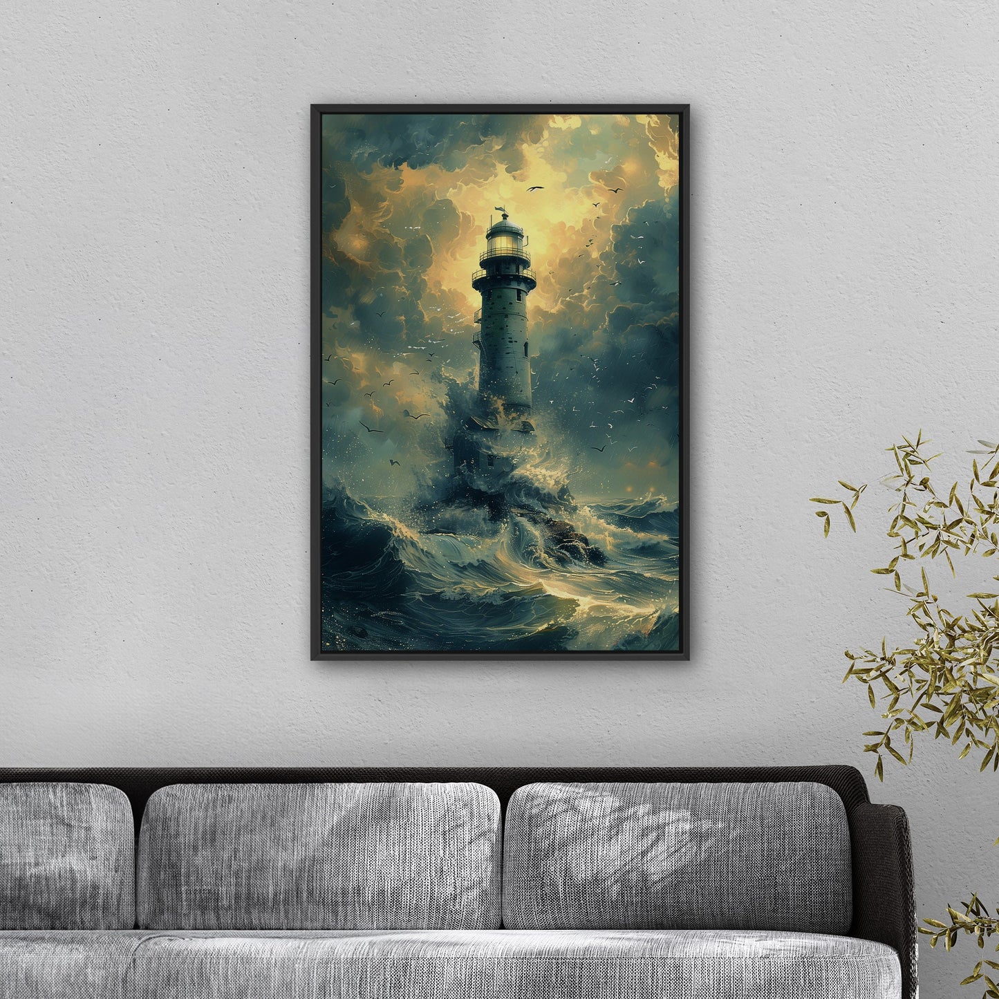 Handmade coastal lighthouse artwork - Illuminated Tranquility