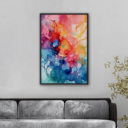 Vibrant Colorful Watercolor Splatters Abstract Painting - Spectrum of Creativity