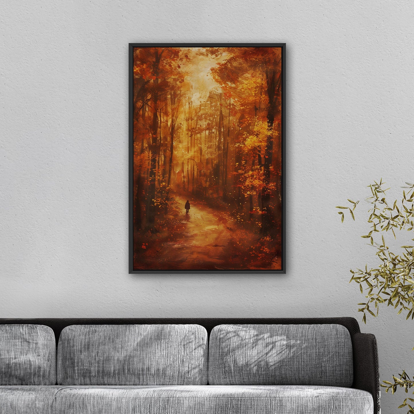 Autumn landscape in brown and orange - Ethereal Wanderer in Rembrandt's Autumn Forest