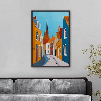 Sky-Blue and Amber Dutch landscape - Enduring Elegance