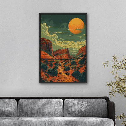 Red Rocks Desert Stylized Illustration - Red Reverie