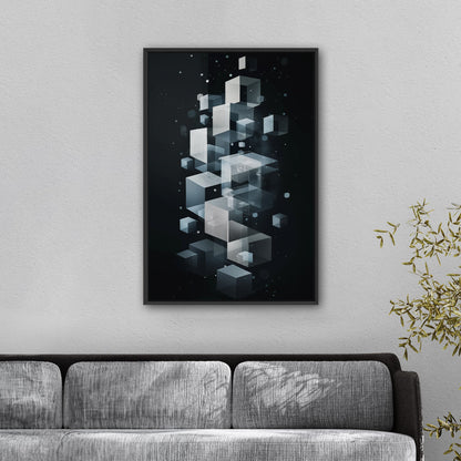 Abstract Geometric art for Office - Ethereal Cubic Serenity