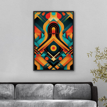 Art Deco Style Symmetrical Abstract Colorful Digital Render - Vibrant Textile Dance