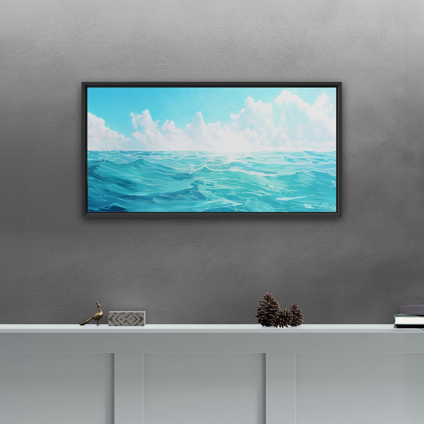 Tranquil ocean blues in minimalist design - Serenity Falls