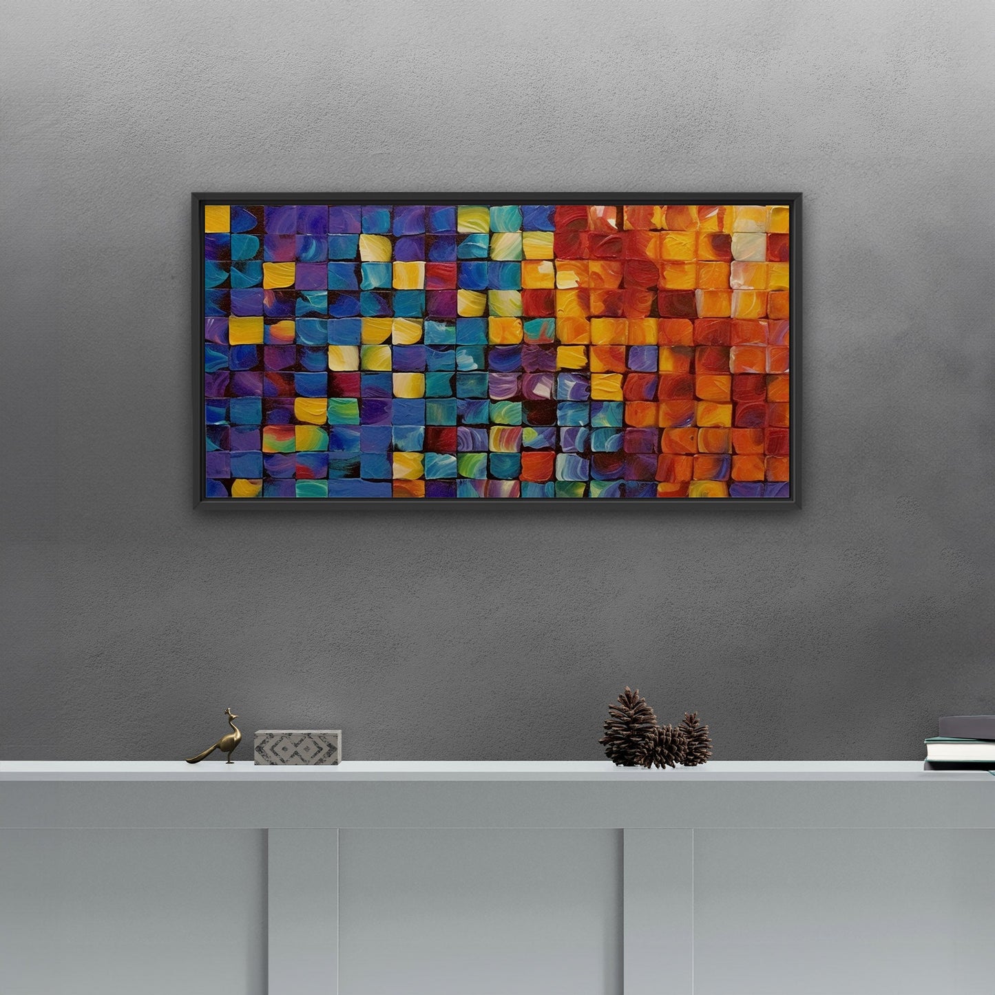 Colorful abstract squares textured painting - Formation Function