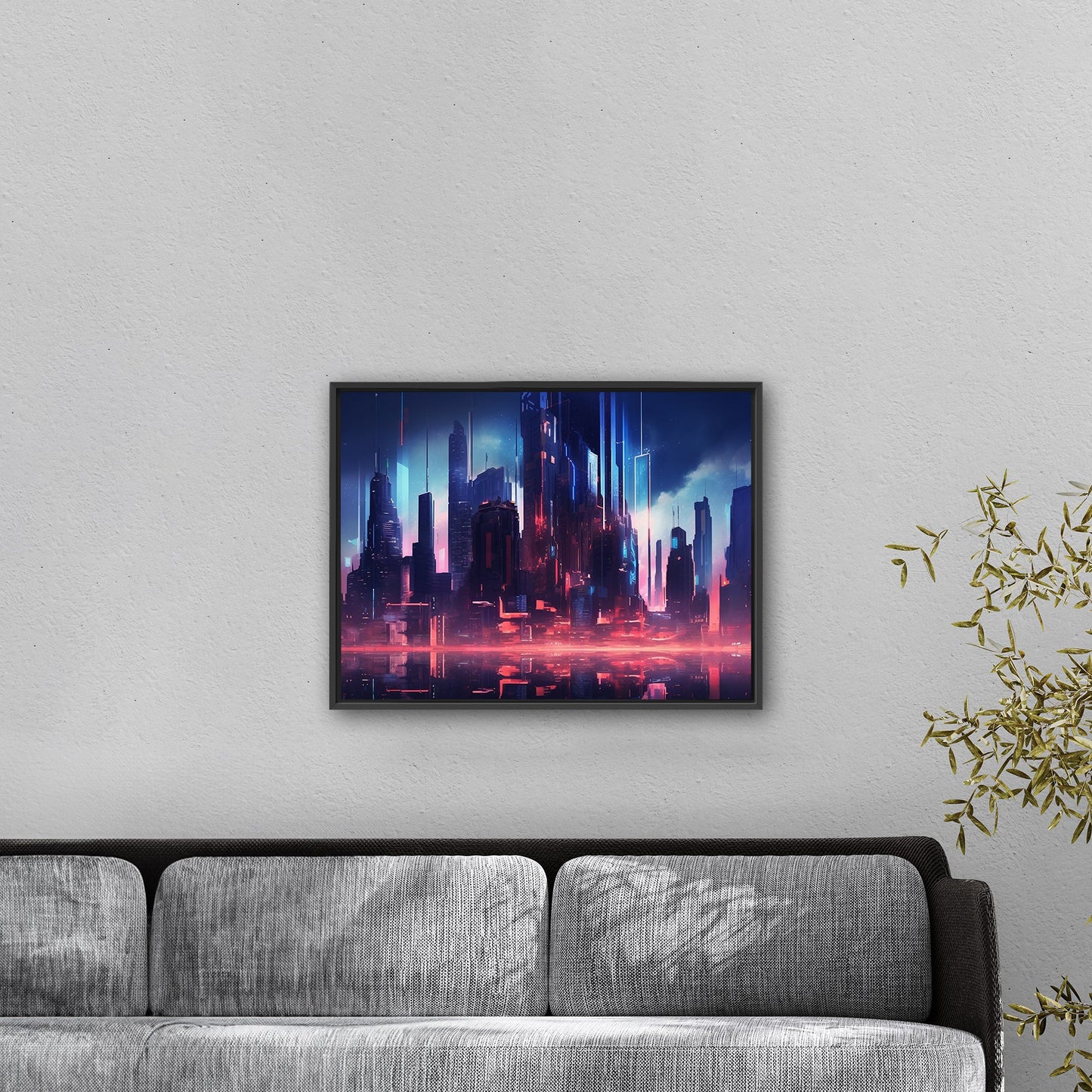 Cityscape Painting of Futuristic Skyline - Neon Cyber Cityscape