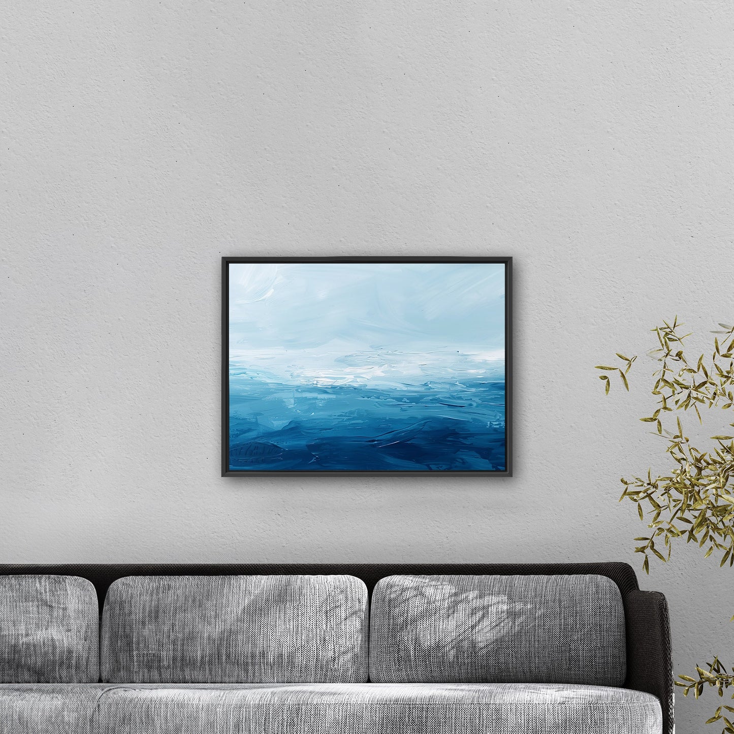 Abstract brush stroke painting - Ocean Blue Sky