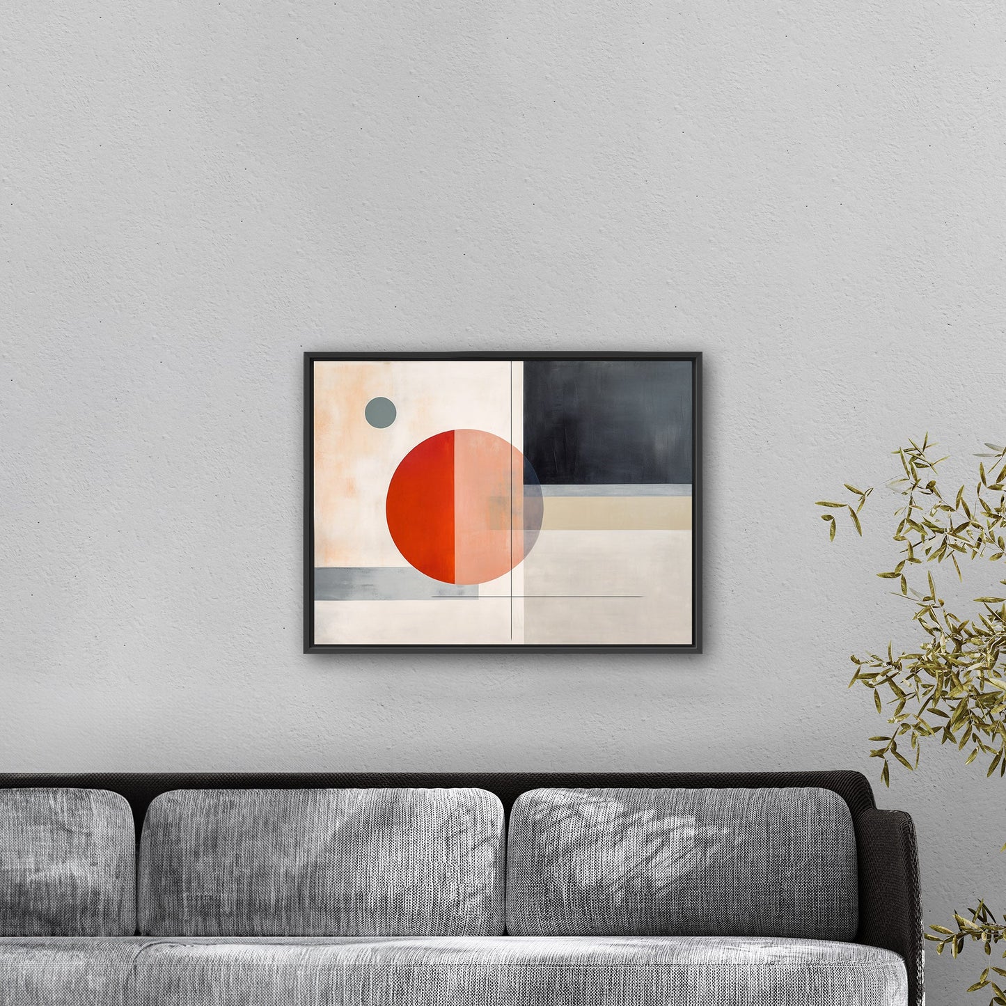 Geometric Minimal Abstract Shapes in Black, White and Red - Ethereal Whispers