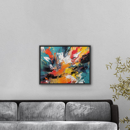 Abstract Oil Painting in Bright Colors - Vivid Burst of Abstract Energy