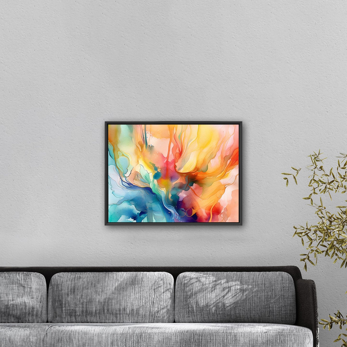 Watercolor Vibrant Multicolor Abstract - Flowing Color Symphony