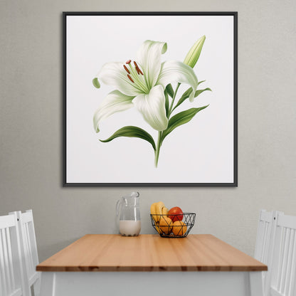 Painting of a Single Lily Highly Detailed on White Background - Lily Elegance