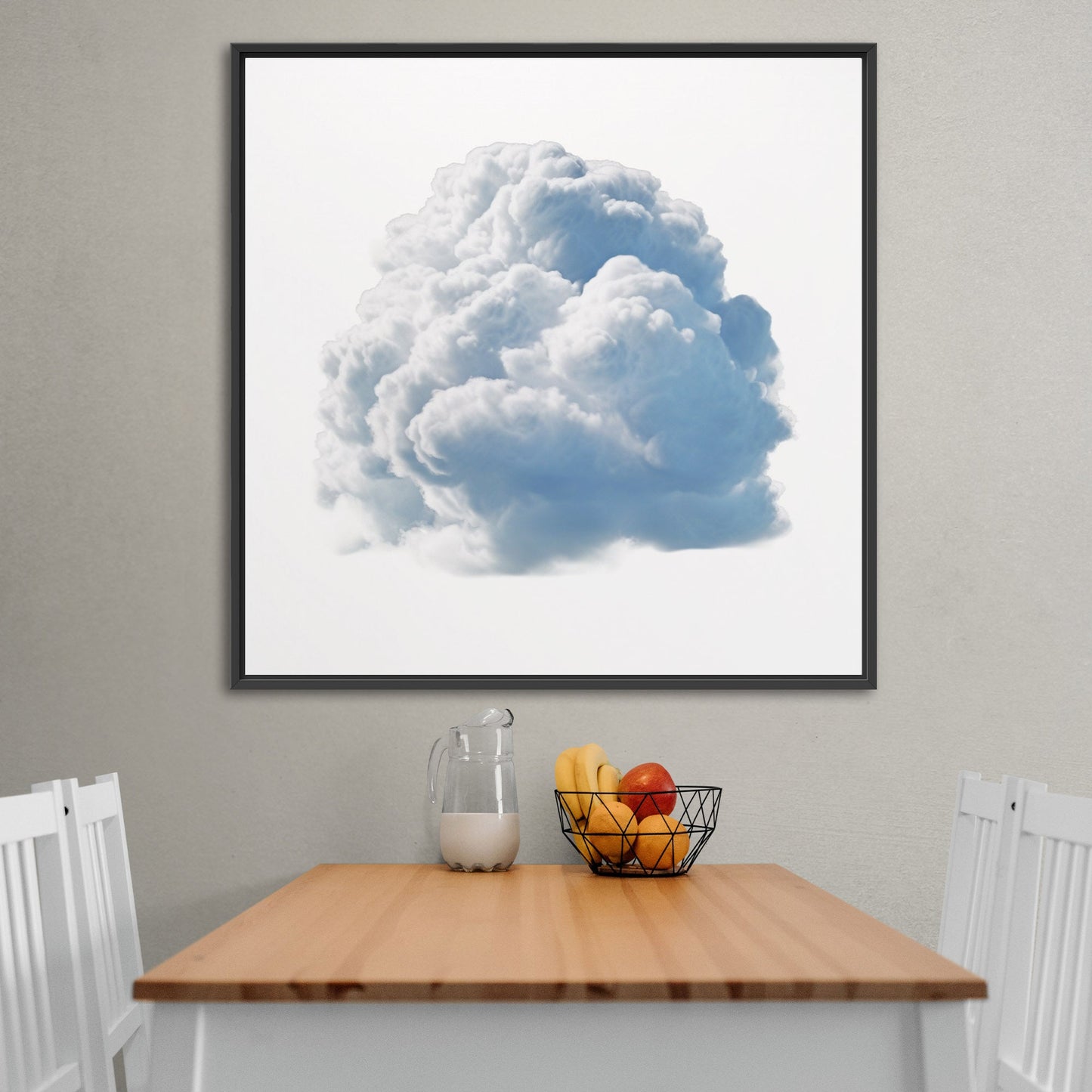 Single White Cloud on White Background Nursery Art - Heavenly White Serenity