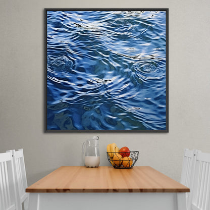 Tranquil blue water ripples in cubist masterpiece - Serene Dimensions