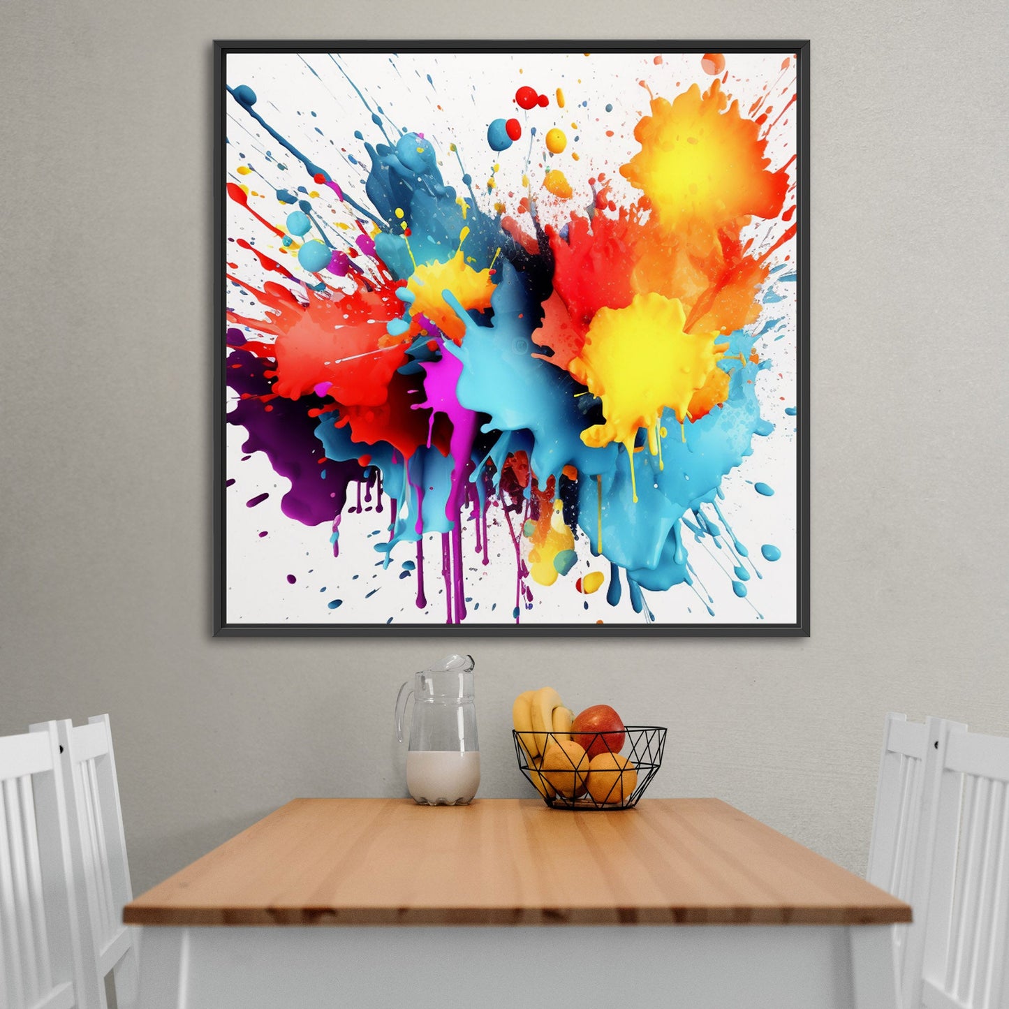 3D Digital Render of Splattered Colors - Vivid Spectrum Splatter Art